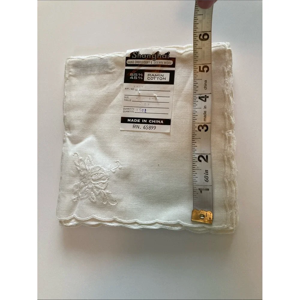 Shanghai White Embroidered Cotton 24 Piece Cocktail Napkin Drink Slipper Set‎